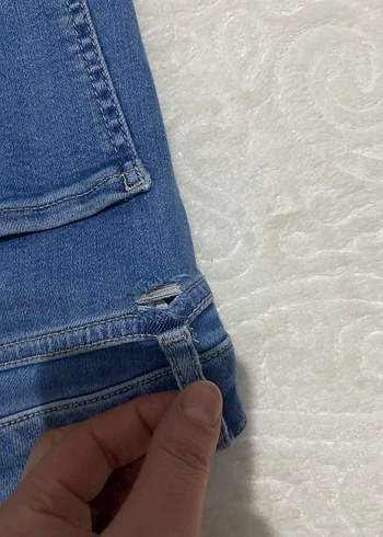 Düğmeli Mavi Kadın Kot Pantolon - Görsel 2