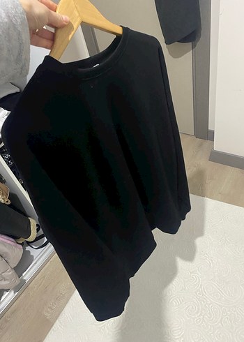 Oysho Siyah Kadın Sweatshirt, Bisiklet Yaka, Salaş - Görsel 4