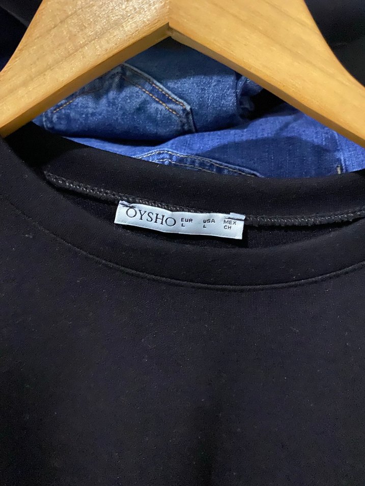 Oysho Siyah Kadın Sweatshirt, Bisiklet Yaka, Salaş - Görsel 3