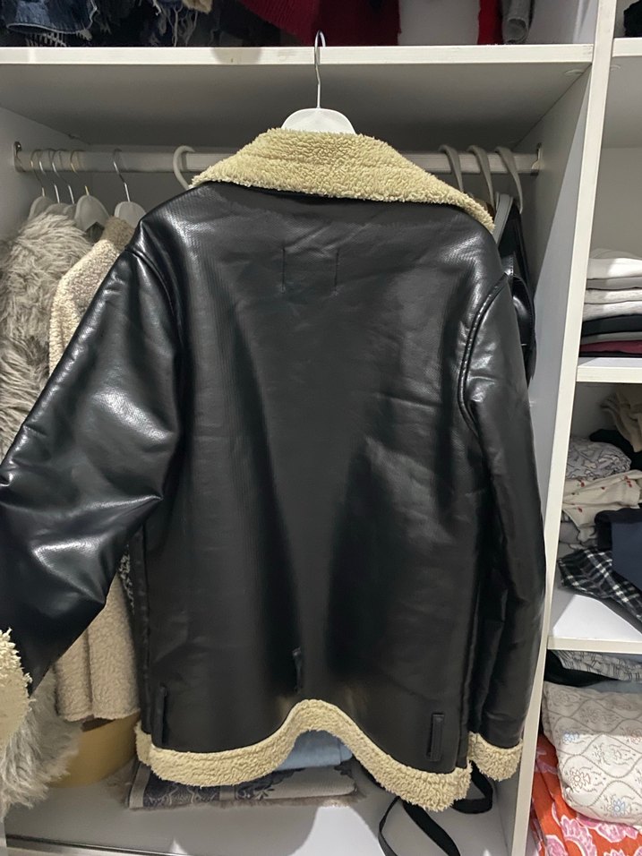 Deri Suni Kürklü Kadın Ceket - Görsel 3