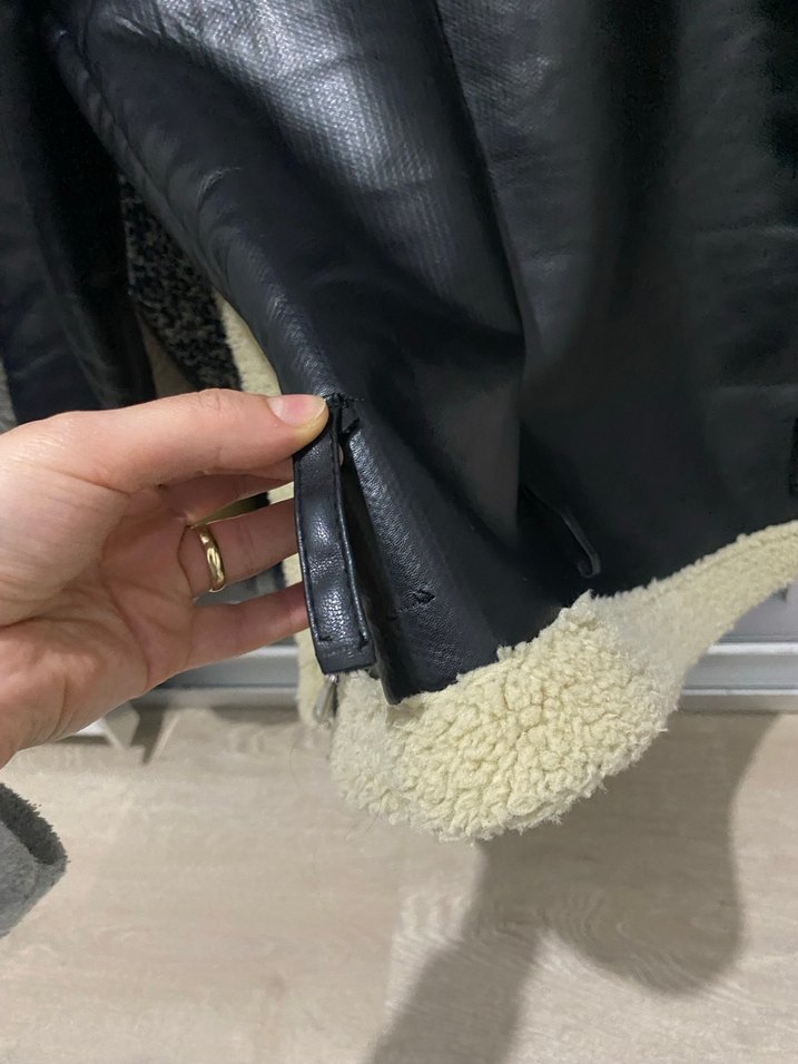 Deri Suni Kürklü Kadın Ceket - Görsel 4