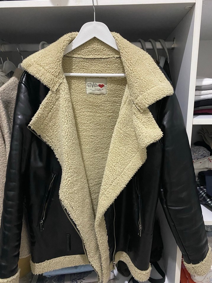 Deri Suni Kürklü Kadın Ceket - Görsel 2