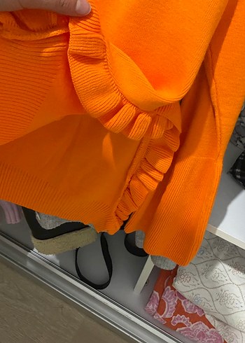 Turuncu Fırfırlı Kadın Sweatshirt - Görsel 2