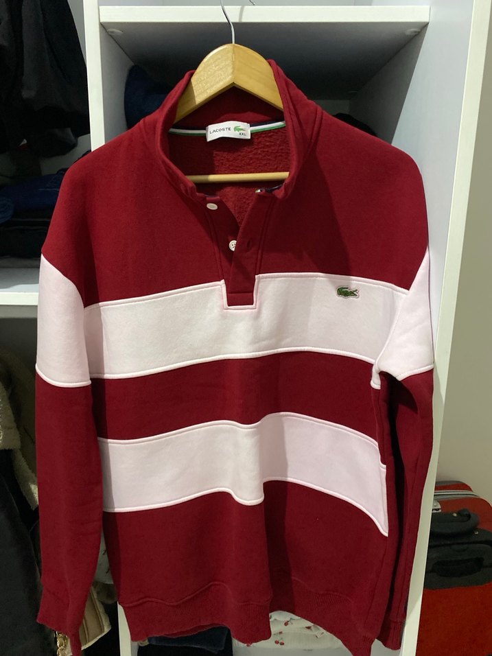 Kırmızı Uzun Kollu Polo Tişört - Görsel 2