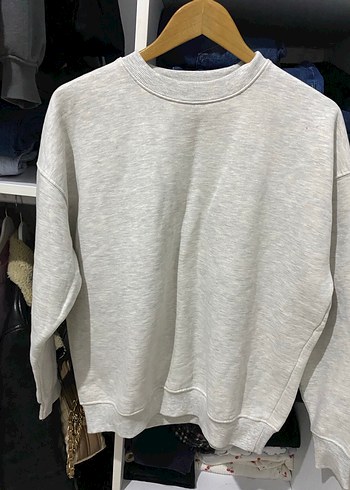 Gri Kadın Keten Sweatshirt - Görsel 2