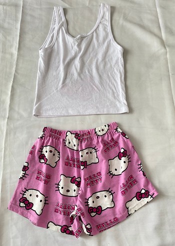River Island Hello Kitty Desenli Pembe Mini Kadın Pijama Takımı
