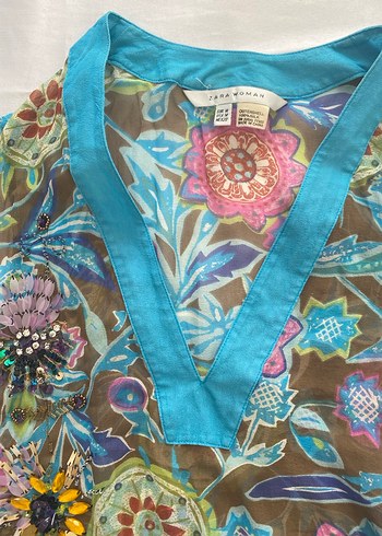 m Beden çeşitli Renk Y2k vintage ipek boncuklu Zara bluz