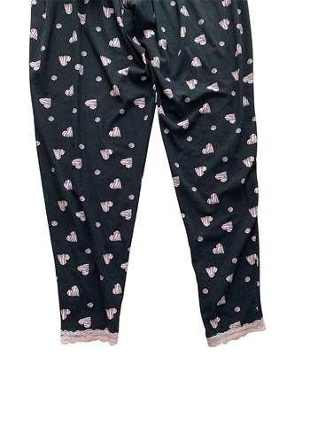 m Beden Yurtdışı ürünü Kalp Desenli İp Askılı Kadın Pijama Takımı