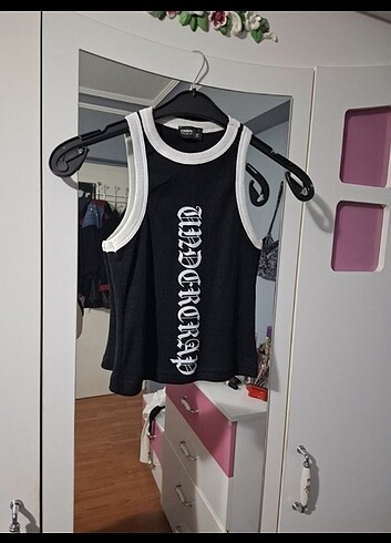 Vintage Love Baskılı halter yaka crop bluz