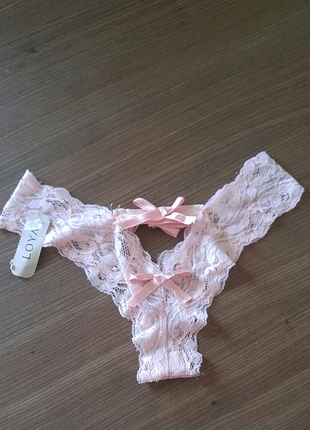 pembe kurdele detayli string ic camasiri