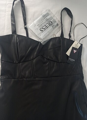 s Beden siyah Renk #GUESS #DERİ ELBİSE