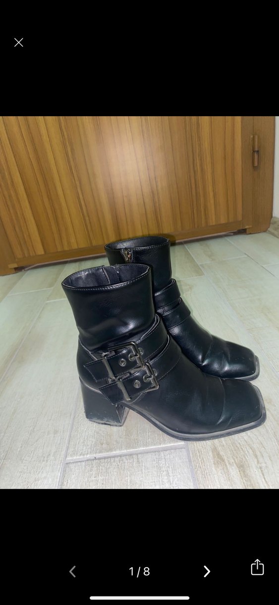 Kadın Siyah Deri Tokalı Topuklu Bot stradivarius - Görsel 4