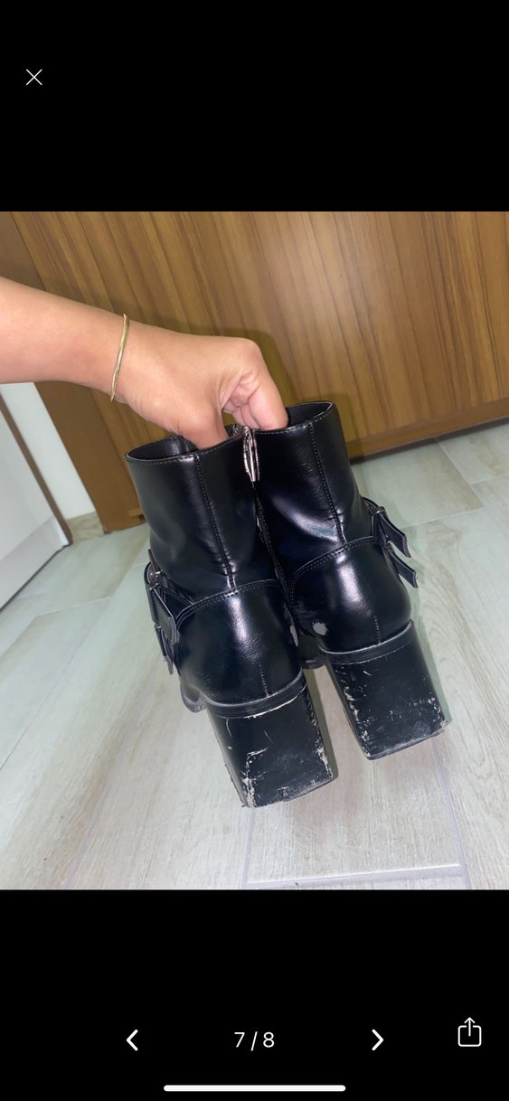 Kadın Siyah Deri Tokalı Topuklu Bot stradivarius - Görsel 5