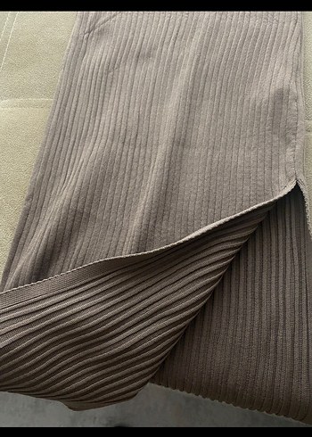 Uzun Kollu Kahverengi Triko Elbise - Görsel 4