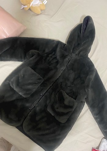 Gri Çift Taraflı Kapüşonlu Mont - Görsel 5