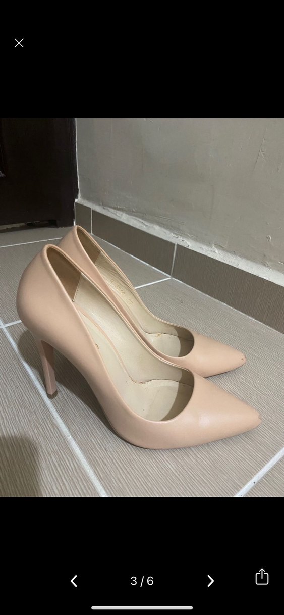 Kadın Bej Deri İnce Topuklu Stiletto - Görsel 3