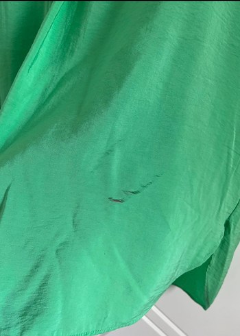 Yeşil Keten Salaş Kısa Kollu Gömlek - Görsel 3