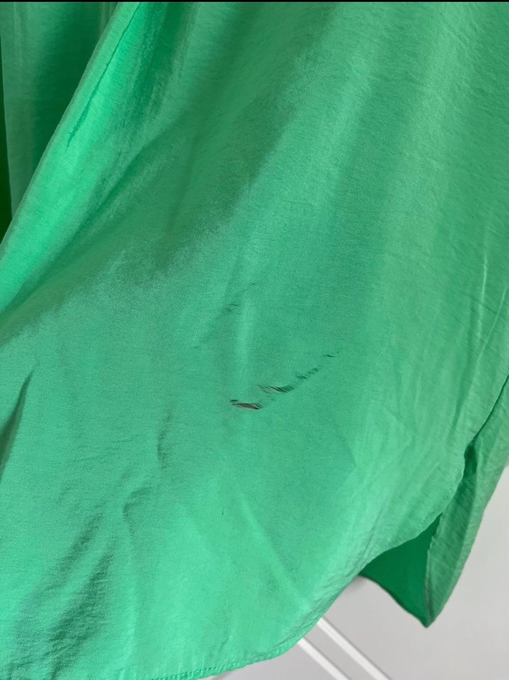 Yeşil Keten Salaş Kısa Kollu Gömlek - Görsel 3