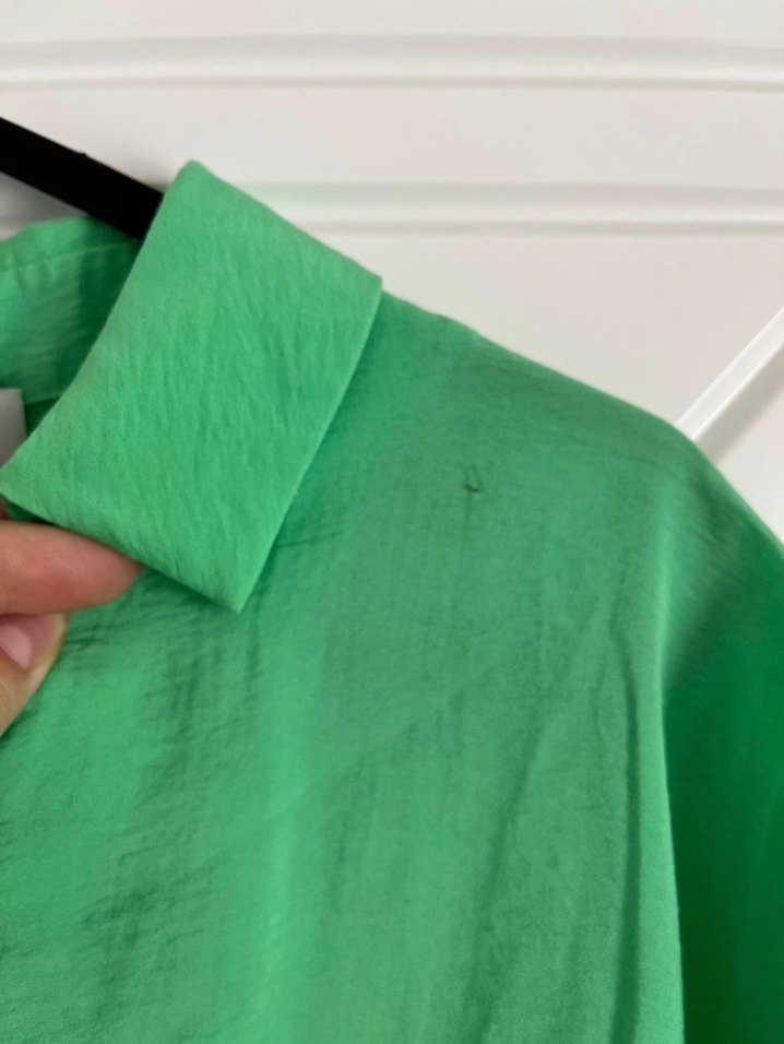 Yeşil Keten Salaş Kısa Kollu Gömlek - Görsel 2