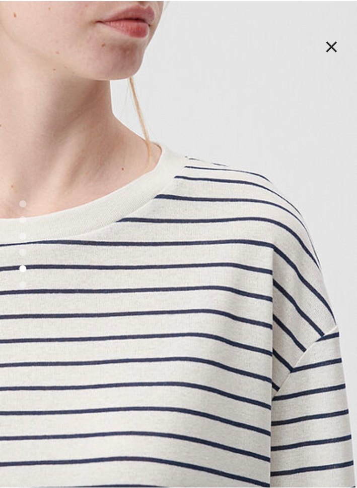 Çizgili Beyaz Uzun Kollu Salaş Sweatshirt - Görsel 2