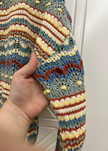 Bohem Çok Renkli Örgü Kadın Kazak - Görsel 5