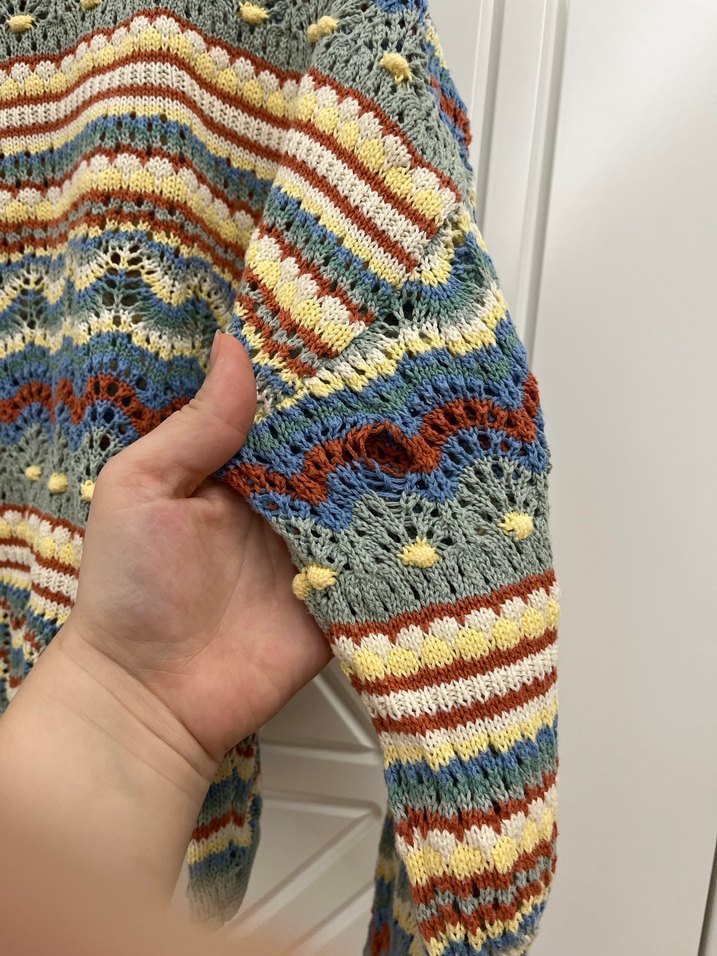 Bohem Çok Renkli Örgü Kadın Kazak - Görsel 5