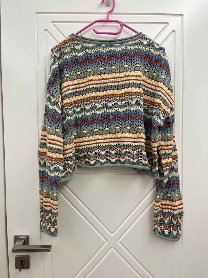 Bohem Çok Renkli Örgü Kadın Kazak - Görsel 4