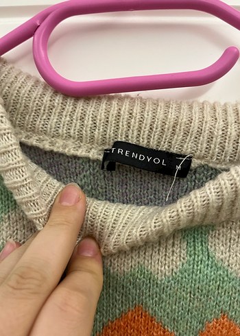 Bohem Renkli Kalp Desenli Kadın Triko Kazak - Görsel 2