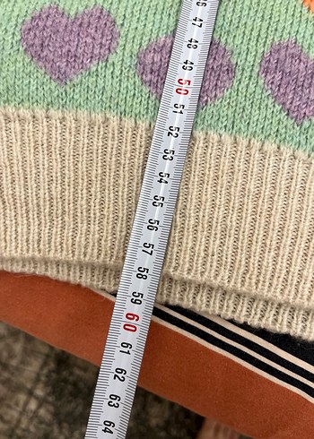 Bohem Renkli Kalp Desenli Kadın Triko Kazak - Görsel 5