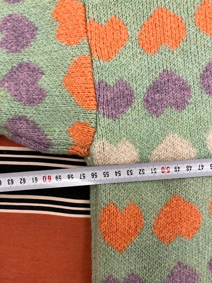 Bohem Renkli Kalp Desenli Kadın Triko Kazak - Görsel 4