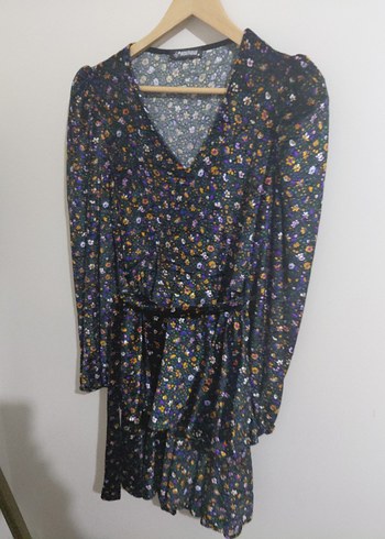 Bohem Uzun Kollu V Yaka Çok Renkli Elbise - Görsel 2