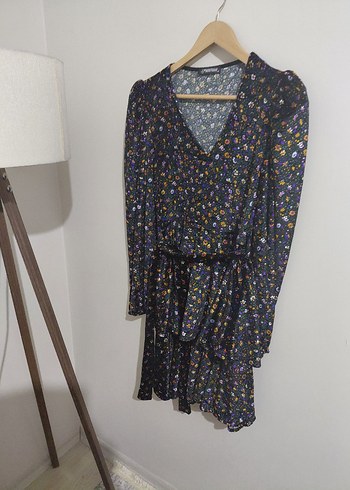 Bohem Uzun Kollu V Yaka Çok Renkli Elbise - Görsel 3