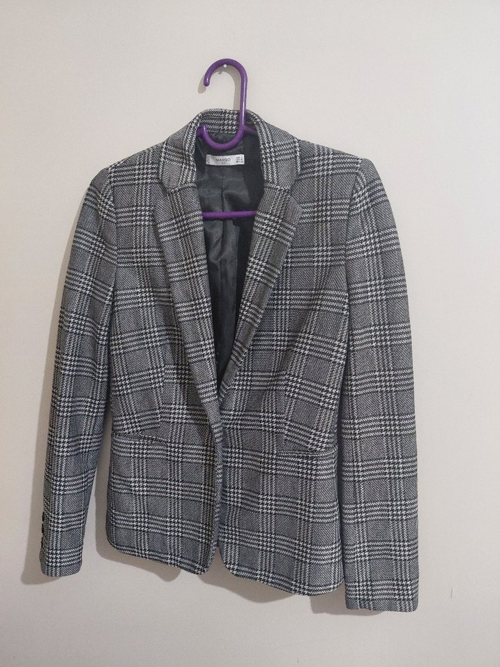 Gri Düğmeli Kadın Blazer Ceket - Görsel 2