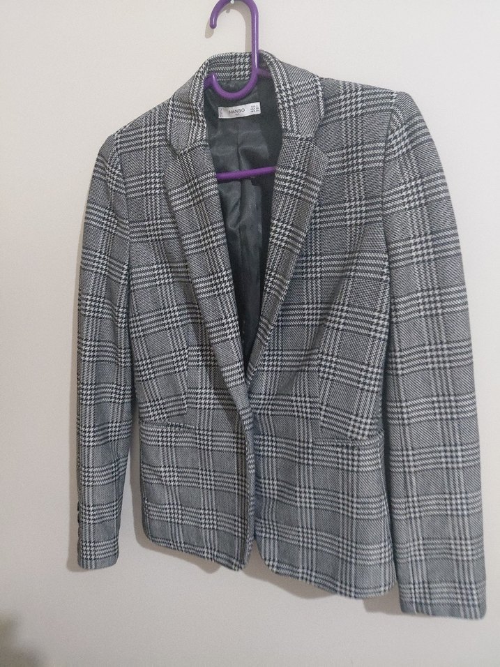 Gri Düğmeli Kadın Blazer Ceket - Görsel 3