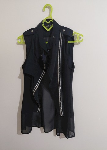 Siyah Gotik Midi Yelek - Görsel 2