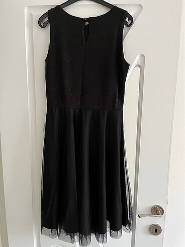 Siyah simli inci detaylı kısa abiye elbise - Görsel 6