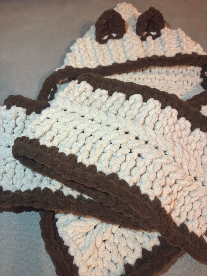 Kahverengi Kenarlı Örgü Çocuk Bere ve Atkı Seti - Görsel 3