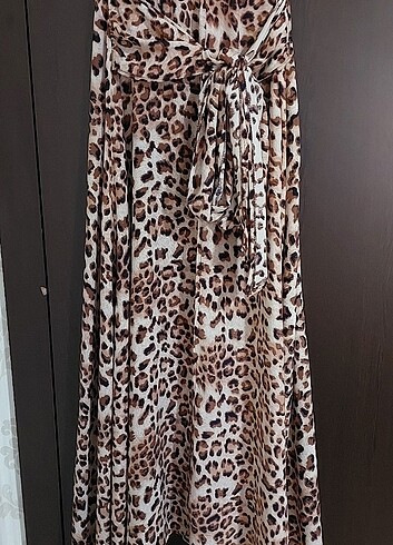Leopar desenli uzun etek