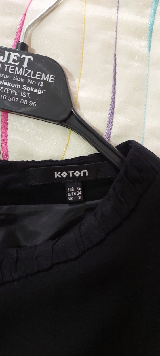 koton marka siyah Pilili Uzun Kollu Mini elbise - Görsel 3