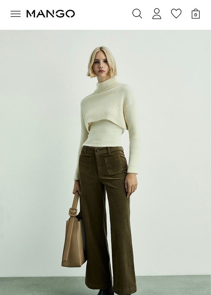 mango fitilli kadife pantolon - Görsel 2