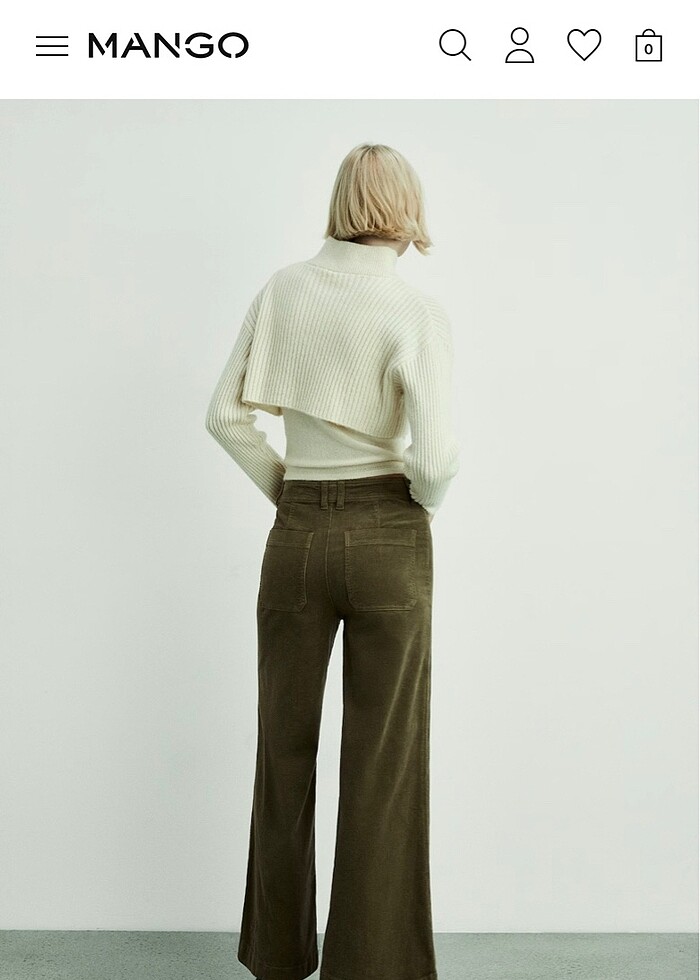 mango fitilli kadife pantolon - Görsel 3