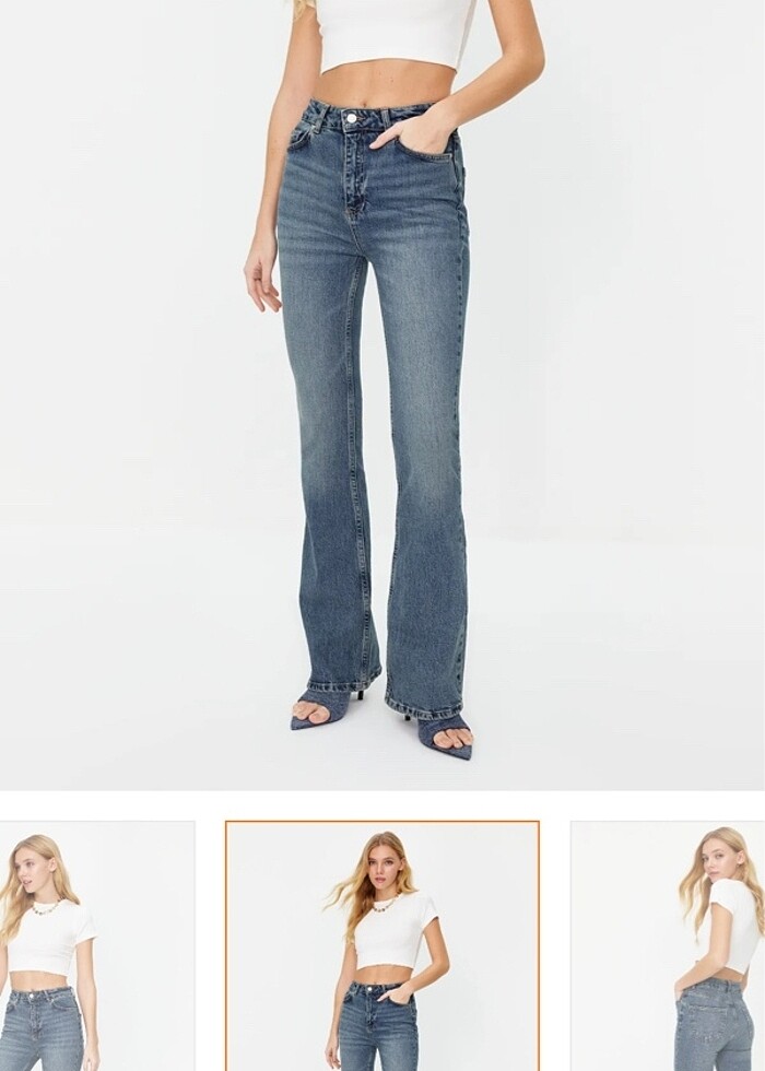 yüksek bel flare jean - Görsel 2