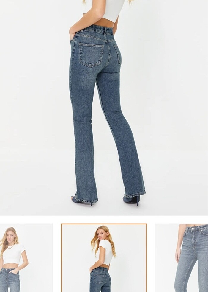 yüksek bel flare jean - Görsel 3