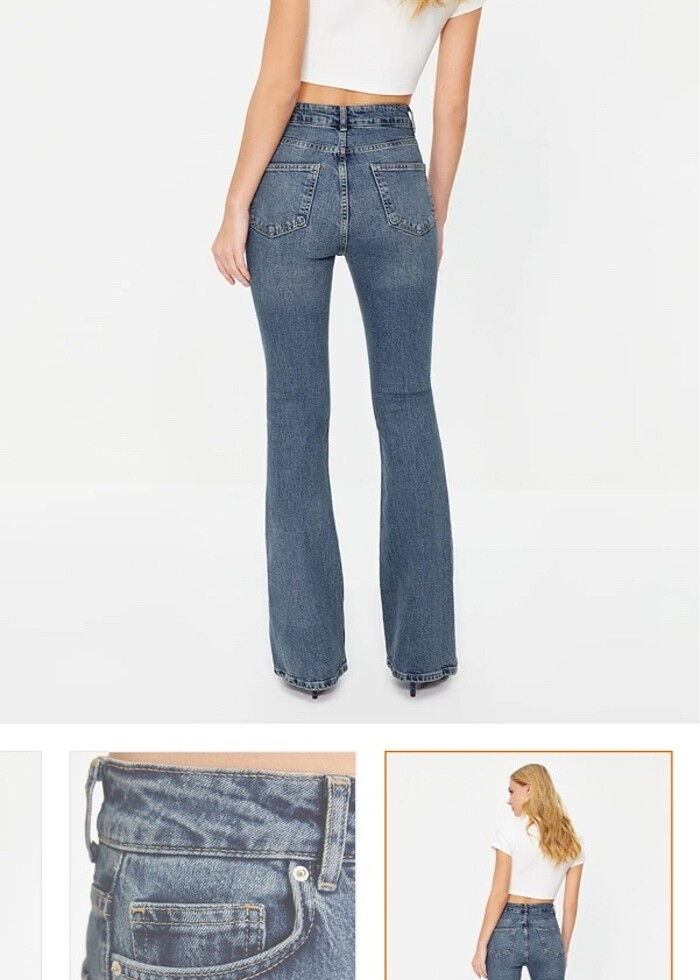 yüksek bel flare jean - Görsel 4