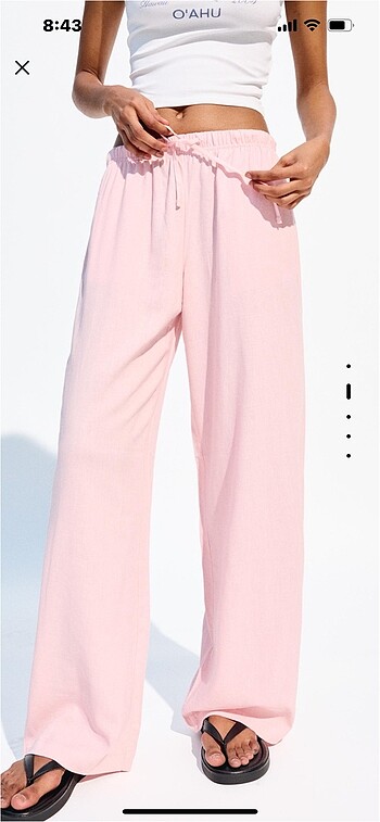 bershka pembe keten pantolon