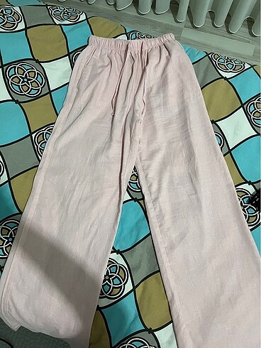 xs Beden pembe Renk bershka pembe keten pantolon