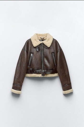 Zara kahverengi biker ceket