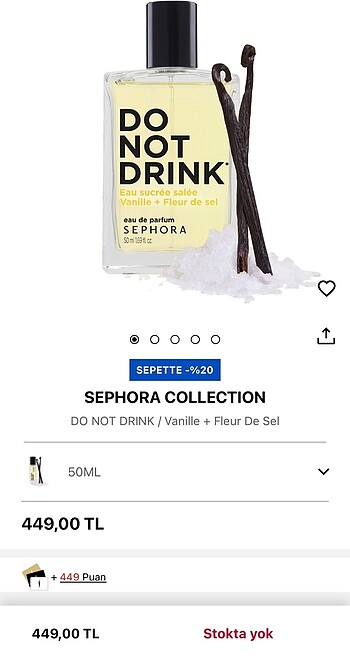 Sephora do not drink vanille fleur