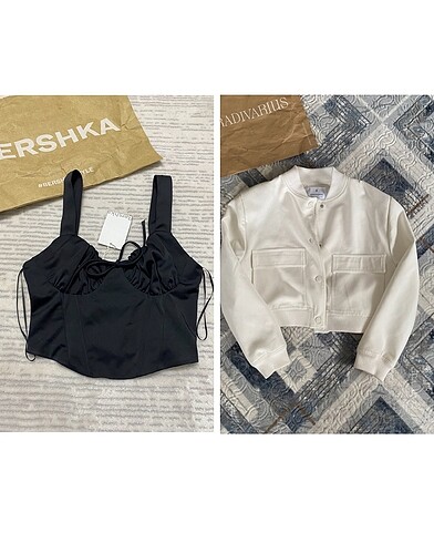 Stradivarius Vatkalı Beyaz Bomber Ceket