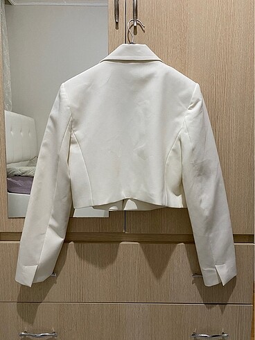 m Beden beyaz Renk Zara Crop Blazer Ceket